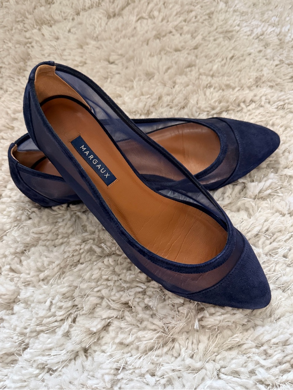 Margaux The Pointe Navy Suede Mesh Ballet Flat